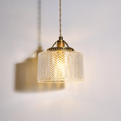 Jaipur Fluted Dome Glass With Brass Fitting Art Deco Pendant Light
