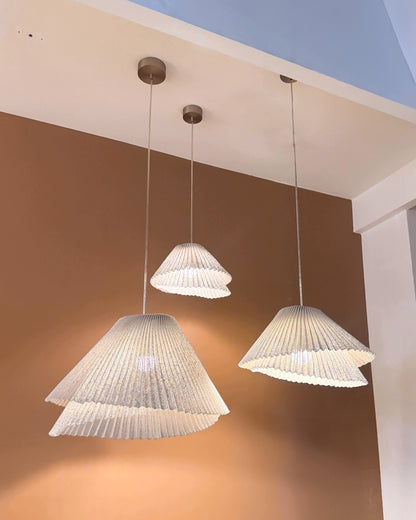 Genoise layered fabric wabi sabi minimalist japandi pendant light