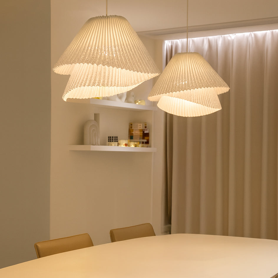 Genoise layered fabric wabi sabi minimalist japandi pendant light