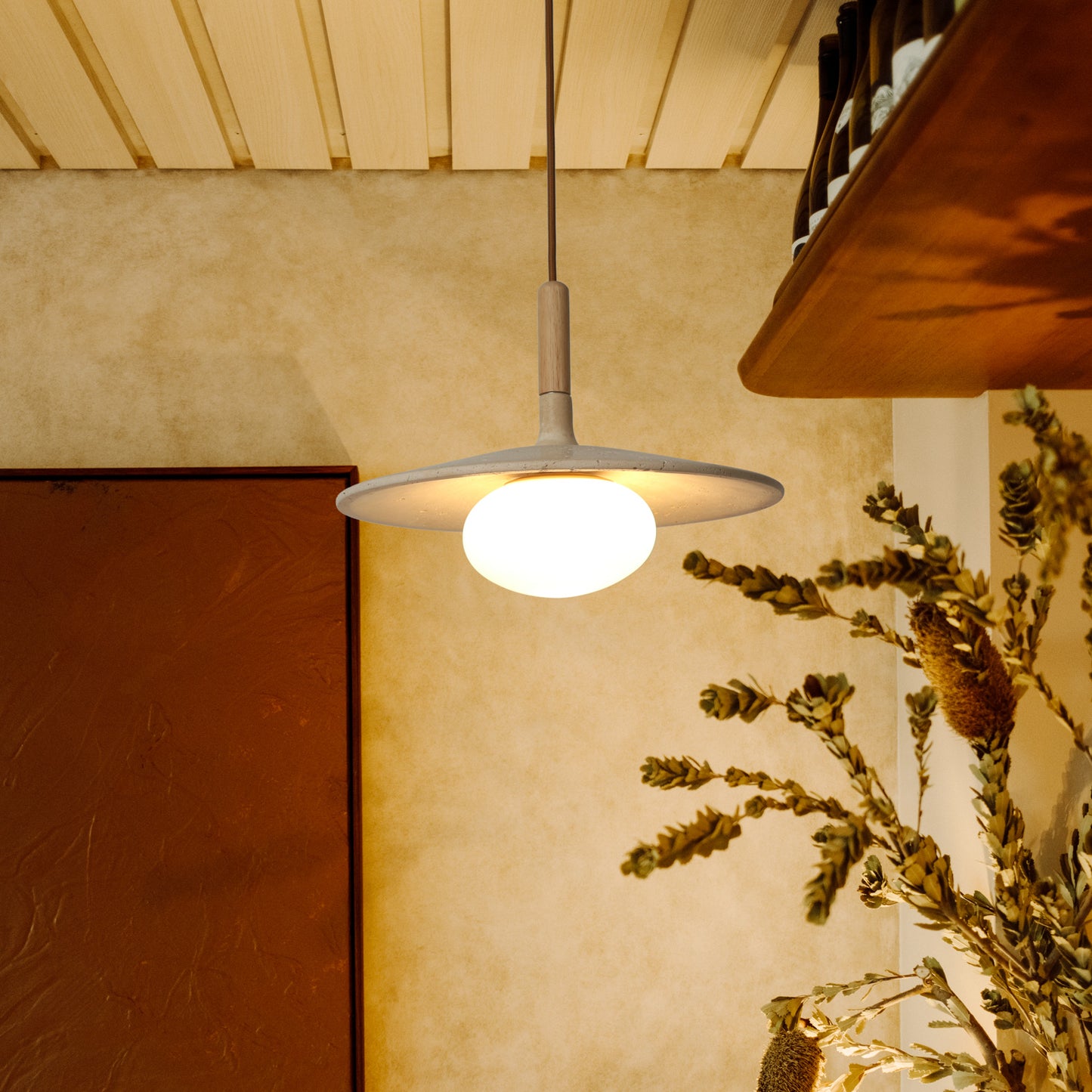 Annadel Sonoma Wood And Stone Japandi Pendant Lights