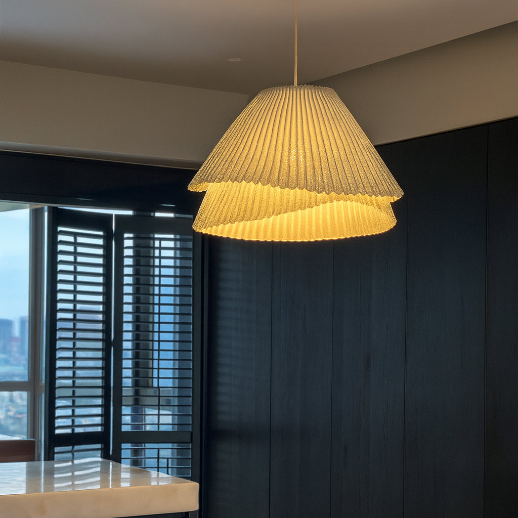 Genoise layered fabric wabi sabi minimalist japandi pendant light