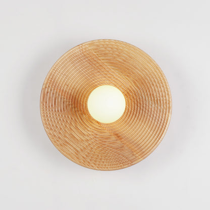 Longleaf Natural Wooden Plate Wall Light