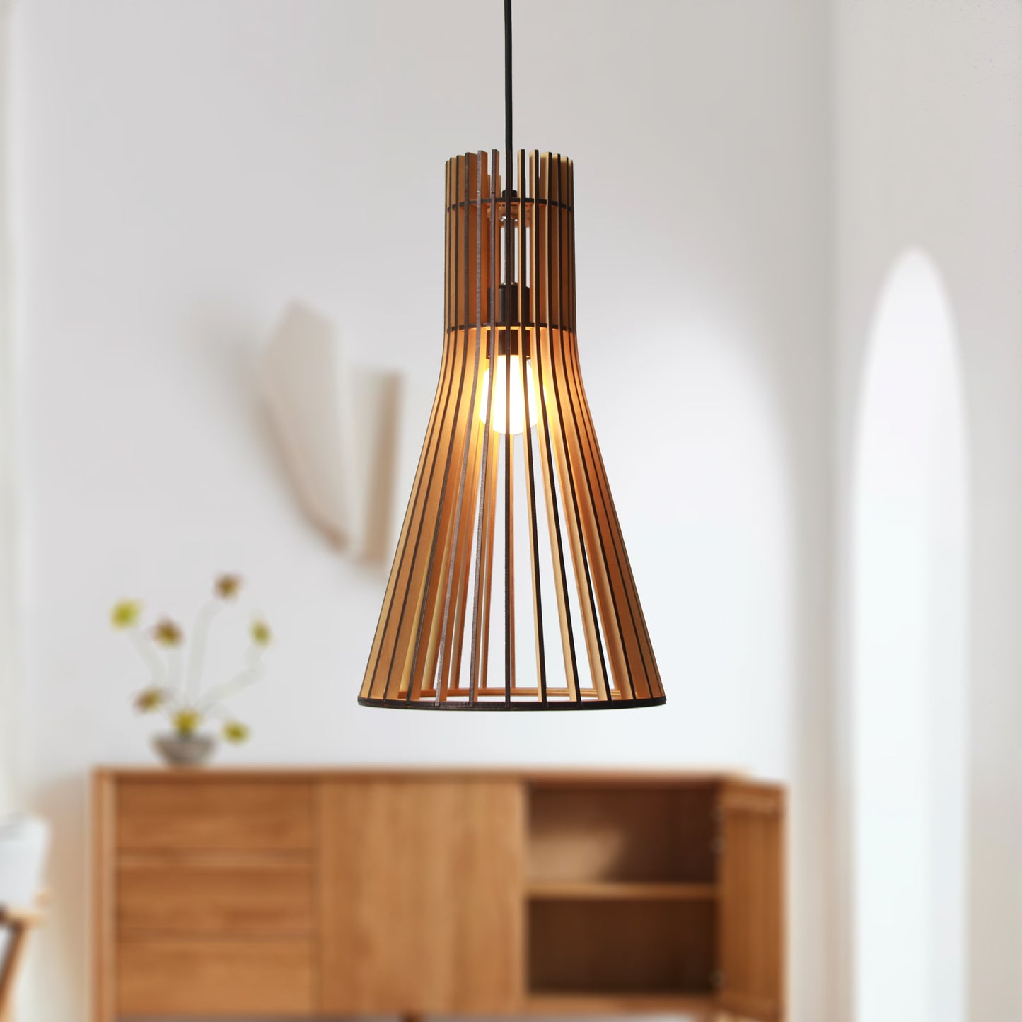 Tredo Wooden Slates Japandi Pendant Light