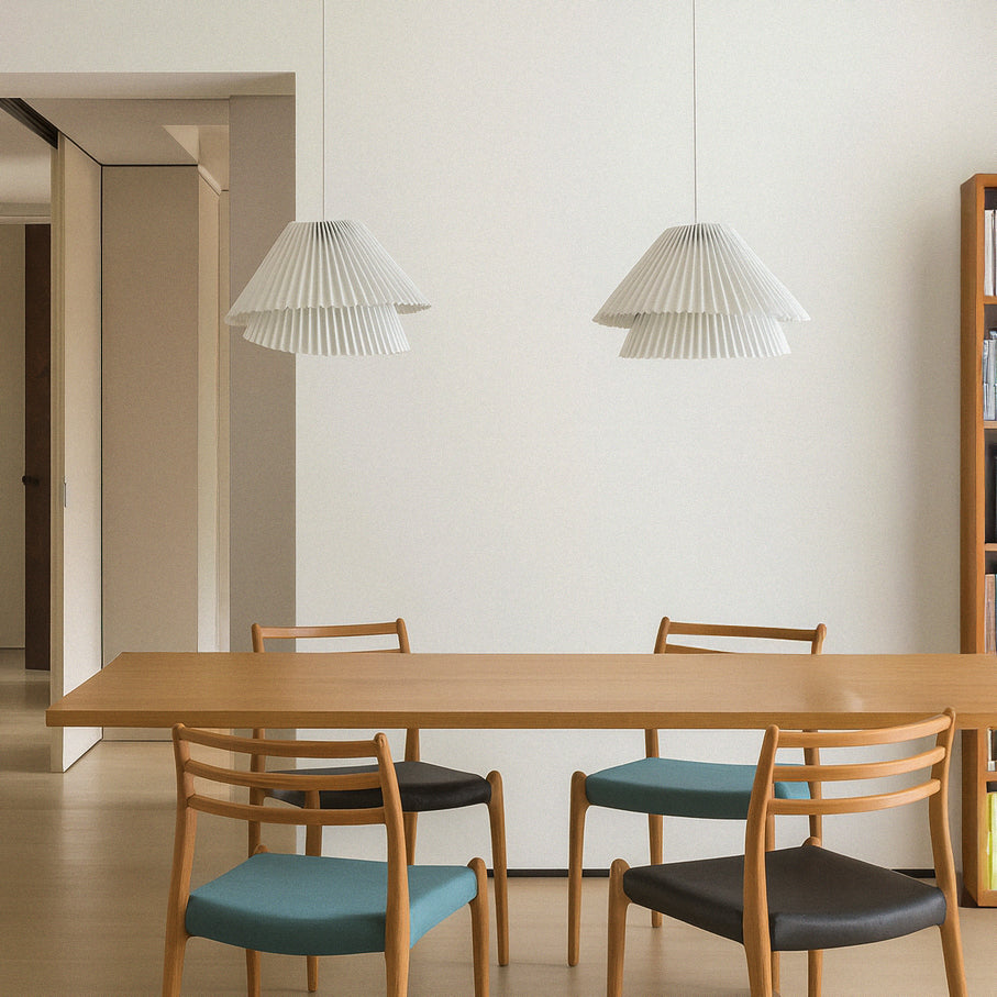 Genoise layered fabric wabi sabi minimalist japandi pendant light