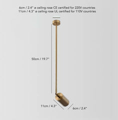 Lux Minimalist Line suspended rod spot light - in brass