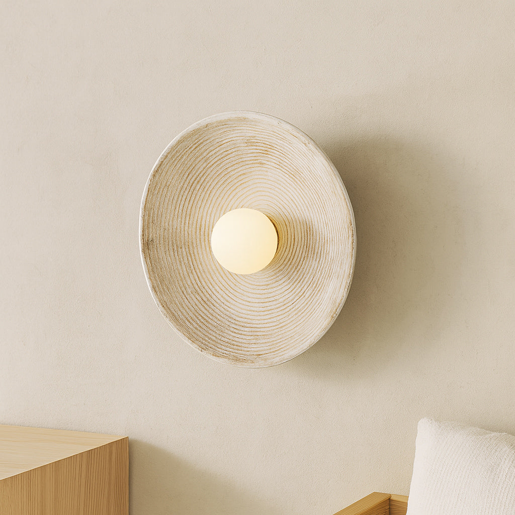 Longleaf Wooden Texture Plate Wall Light In White