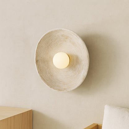 Longleaf Wooden Texture Plate Wall Light In White
