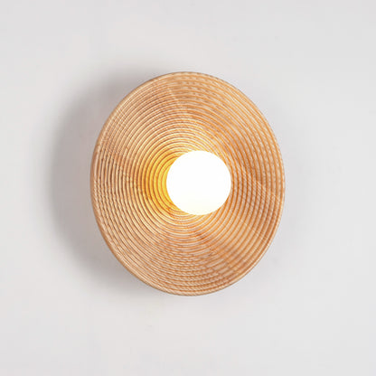 Longleaf Natural Wooden Plate Wall Light