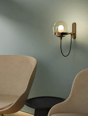 Dexter Glass Orb Brass Wall Light