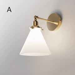 Alabaster White Brass French Country Barn Style Wall Light