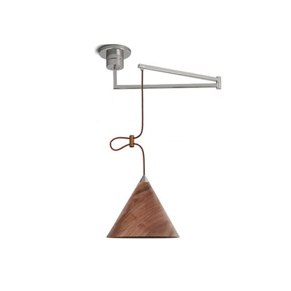 Geppetto Swing Arm Wooden Shade Ceiling Light / Pendant Light
