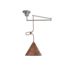 Geppetto Swing Arm Wooden Shade Ceiling Light