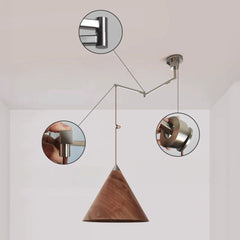 Geppetto Swing Arm Wooden Shade Ceiling Light