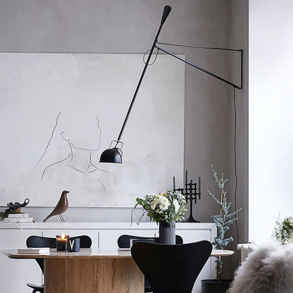 Crescendo Swinging Arm Overhead Wall Light - in Black