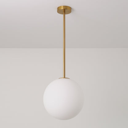 Opaline Milky Glass Brass Rod Mid-century Ceiling Light