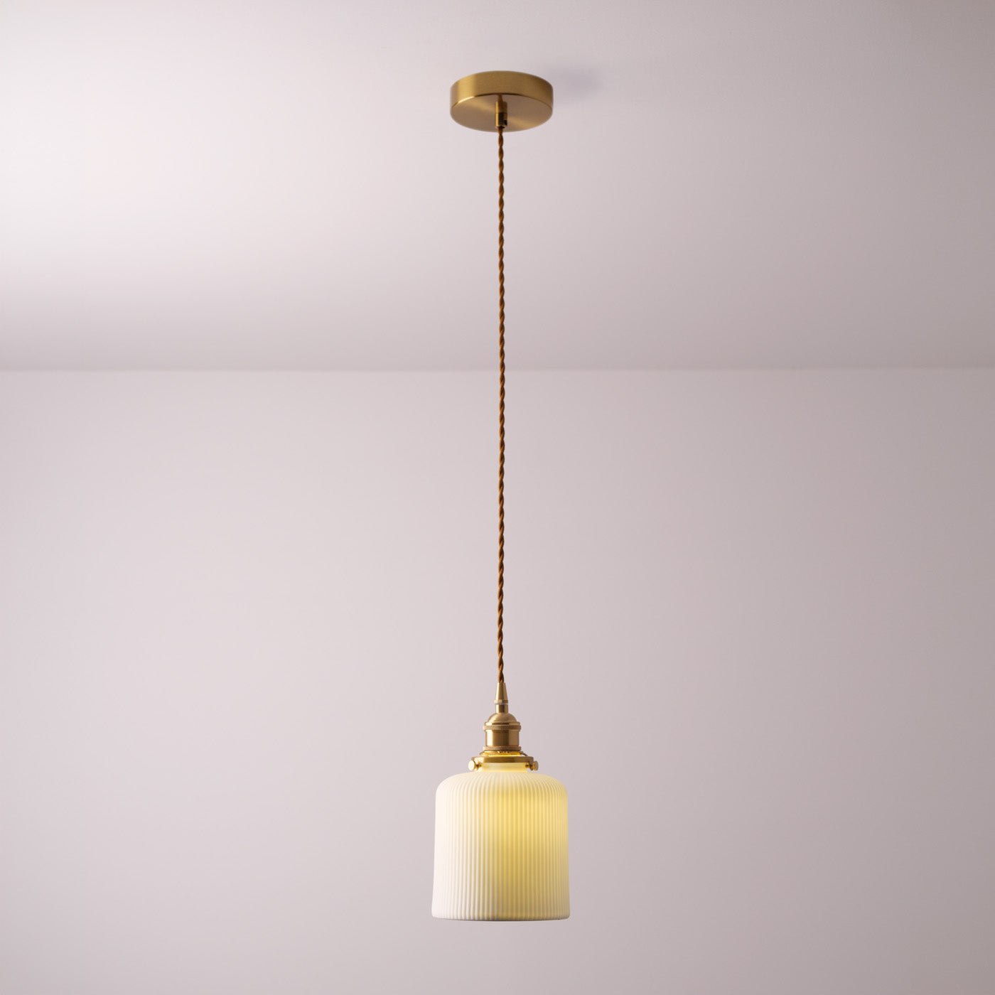 Sjöborre Art Deco White Glass Shade Brass Fitting Pendant Light
