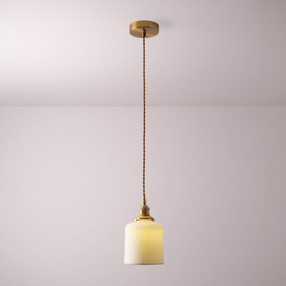 Sjöborre Art Deco White Glass Shade Brass Fitting Pendant Light