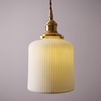Sjöborre Art Deco White Glass Shade Brass Fitting Pendant Light