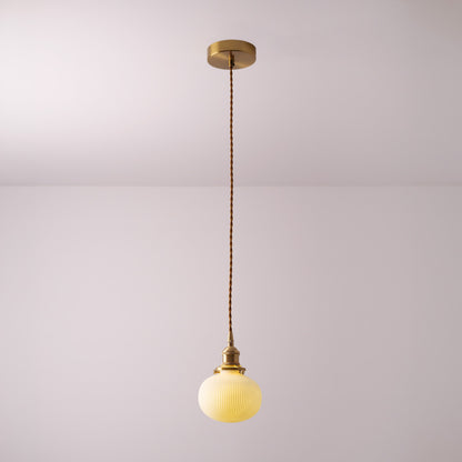 Sjöborre Art Deco White Glass Shade Brass Fitting Pendant Light