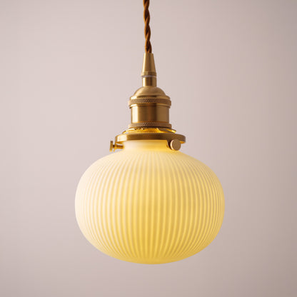 Sjöborre Art Deco White Glass Shade Brass Fitting Pendant Light