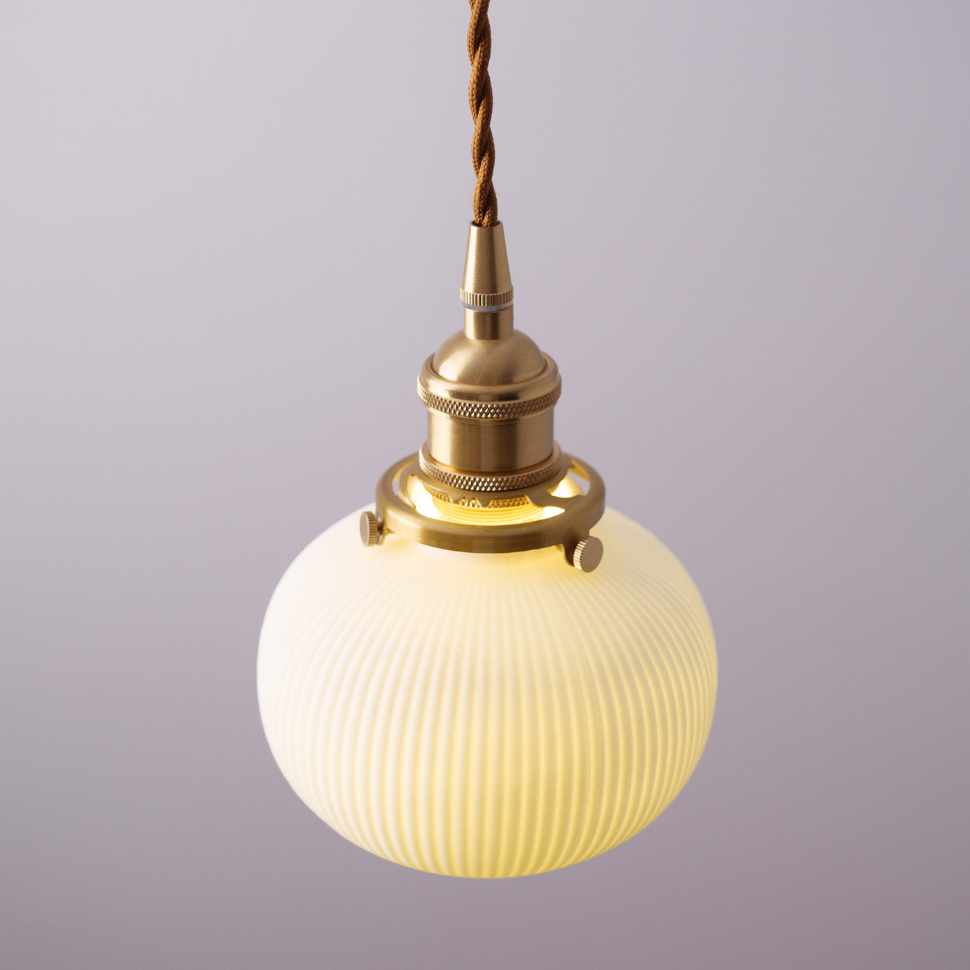 Sjöborre Art Deco White Glass Shade Brass Fitting Pendant Light