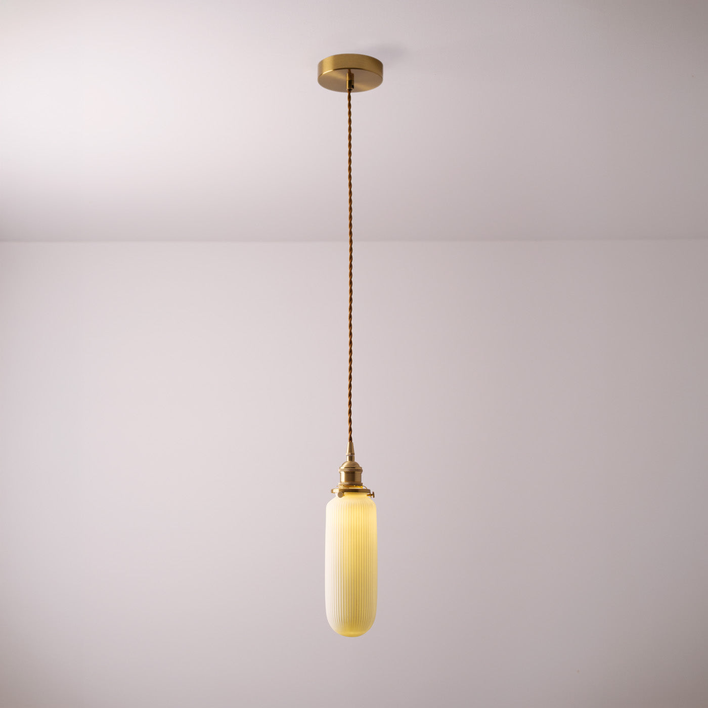 Sjöborre Art Deco White Glass Shade Brass Fitting Pendant Light
