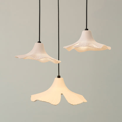Sculptural Porcelain Ginkgo Leaf Wabi-sabi Pendant Light Chandelier