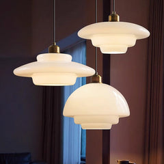Miller Art Deco Milk Glass Pendant Light