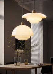 Miller Art Deco Milk Glass Pendant Light