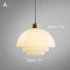 Miller Art Deco Milk Glass Pendant Light