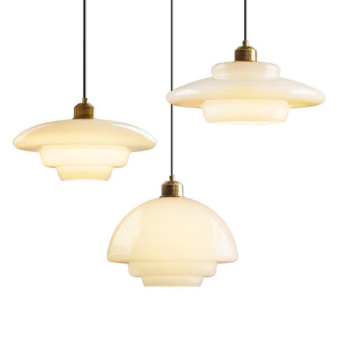 Miller Art Deco Milk Glass Pendant Light