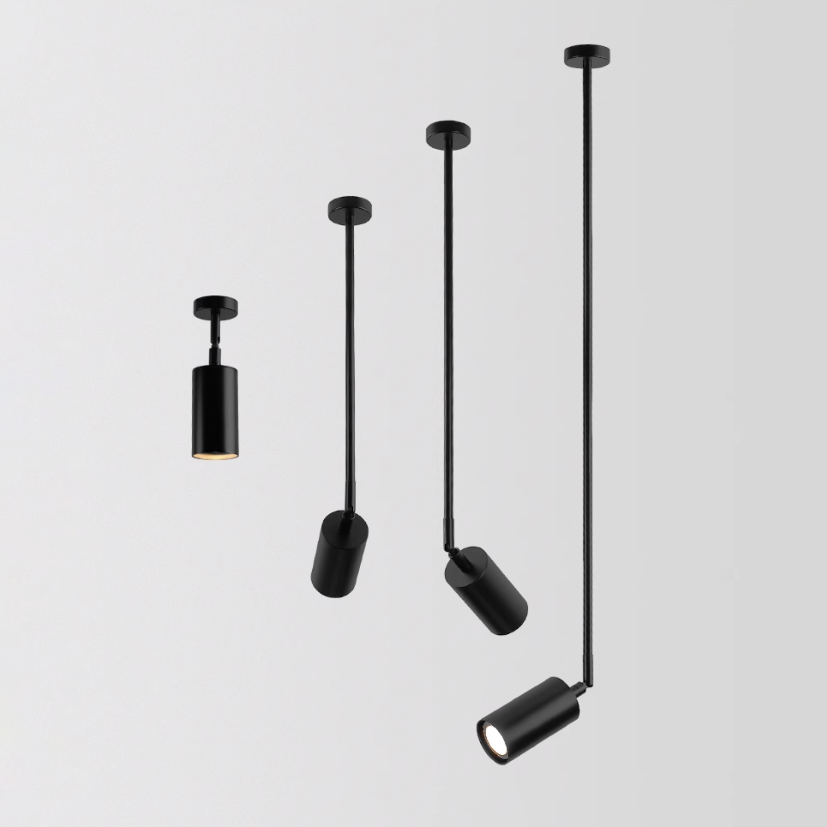 Lux Minimalist Line suspended rod spot light - in black by Tudo and Co ...