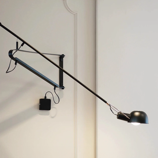 Crescendo Swinging Arm Overhead Wall Light - in Black