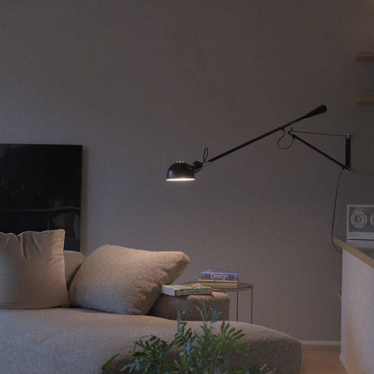 Crescendo Swinging Arm Overhead Wall Light - in Black