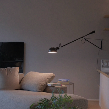 Crescendo Swinging Arm Overhead Wall Light - in Black