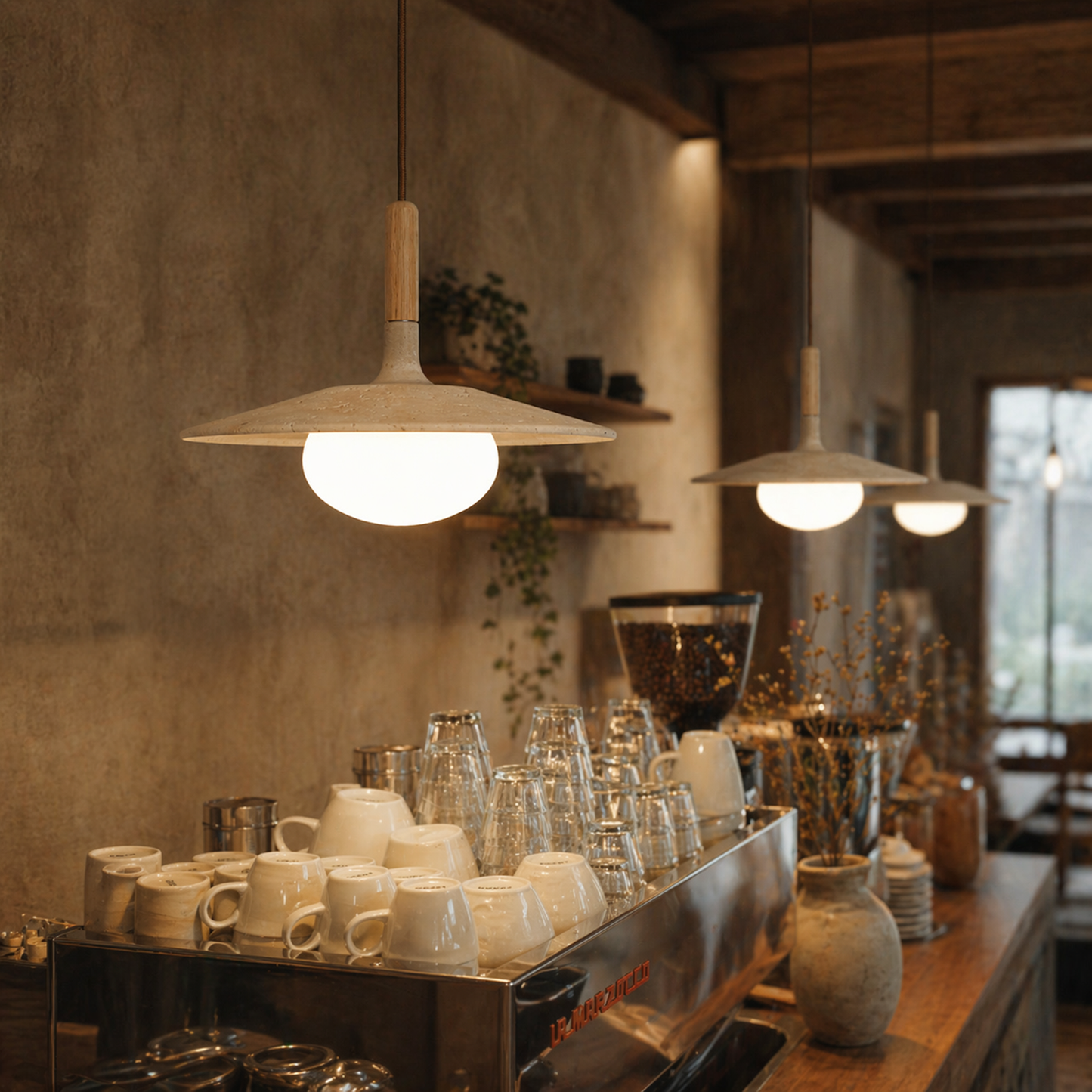 Annadel Sonoma Wood And Stone Japandi Pendant Lights