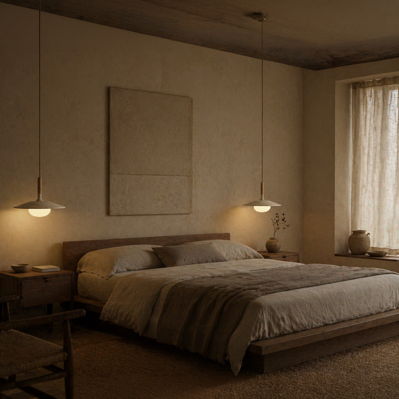 Annadel Sonoma Wood And Stone Japandi Pendant Lights