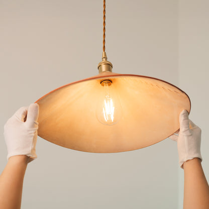 Baxter Leather Cone Shade Brass Fitting Pendant Light