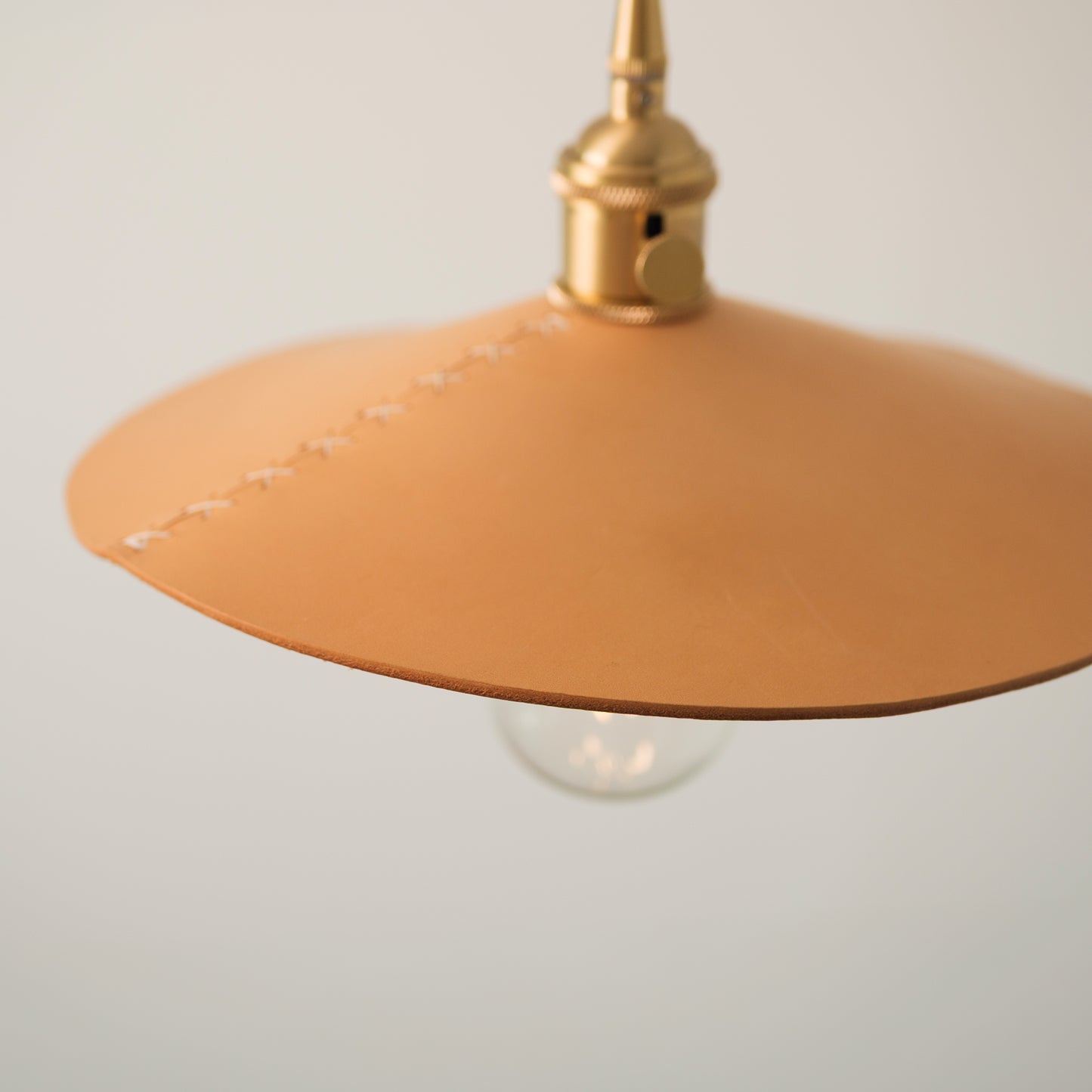 Baxter Leather Cone Shade Brass Fitting Pendant Light