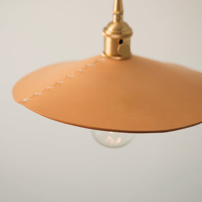Baxter Leather Cone Shade Brass Fitting Pendant Light