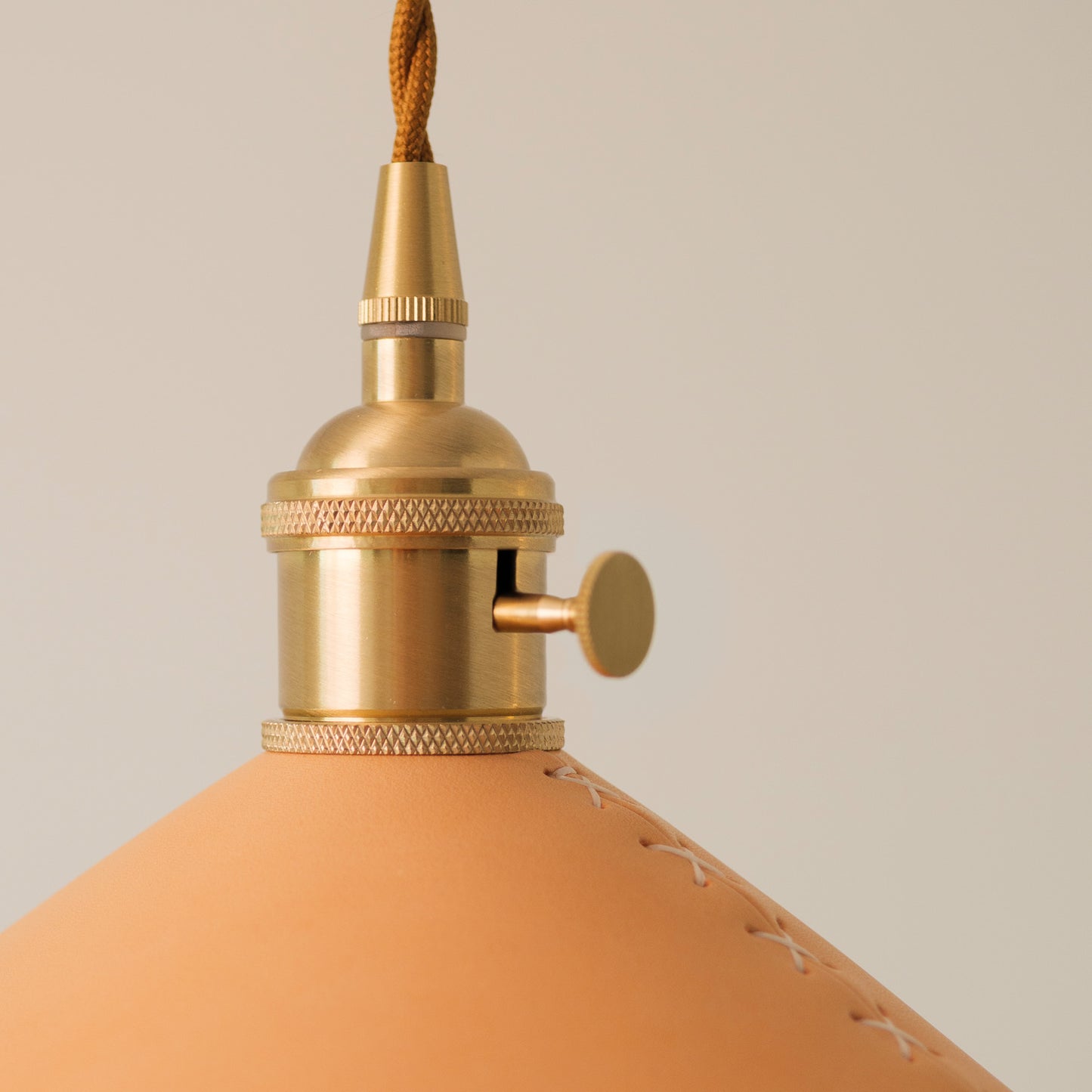 Baxter Leather Cone Shade Brass Fitting Pendant Light