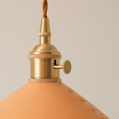 Baxter Leather Cone Shade Brass Fitting Pendant Light