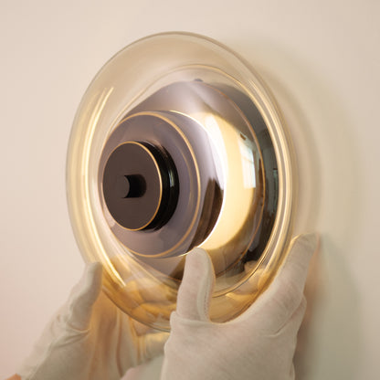 Anthé Circular Dish Glass Wall Light Sconce