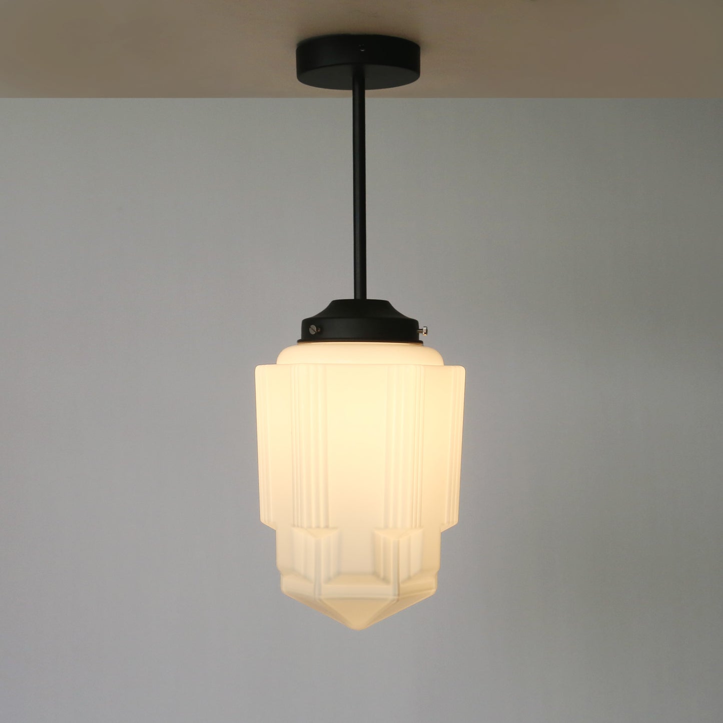 Art Deco A Milk Glass Fixed Ceiling Light