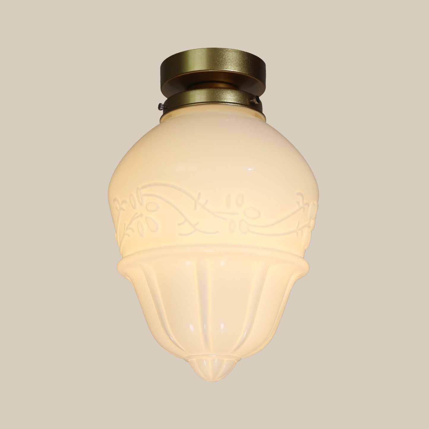 Art Deco B Milk Glass Fixed Ceiling Light