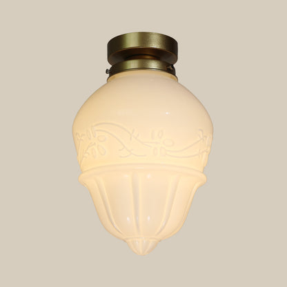 Art Deco B Milk Glass Fixed Ceiling Light