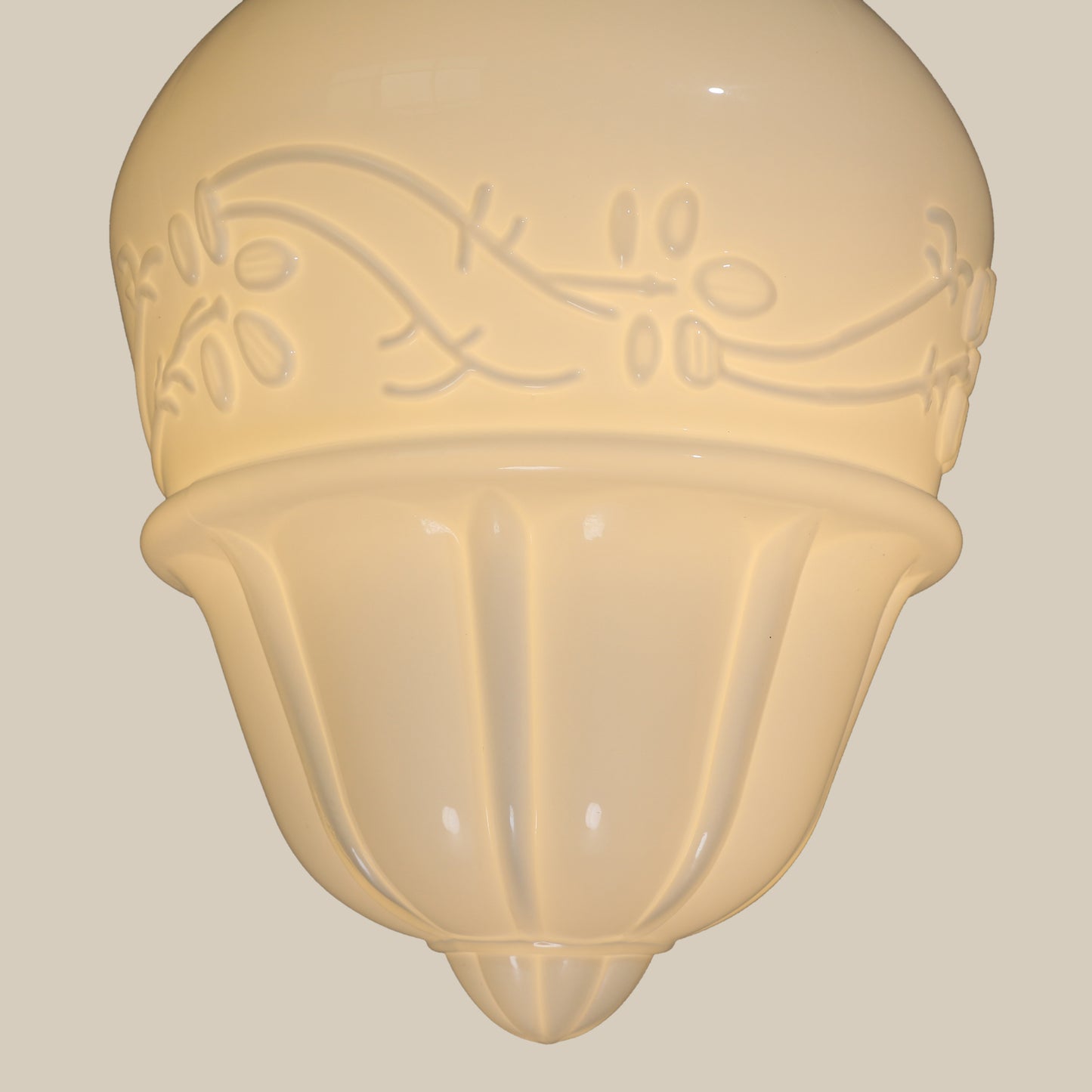 Art Deco B Milk Glass Fixed Ceiling Light