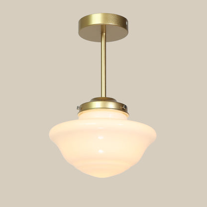 Art Deco D Milk Glass Fixed Ceiling Light