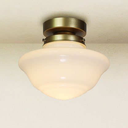 Art Deco D Milk Glass Fixed Ceiling Light