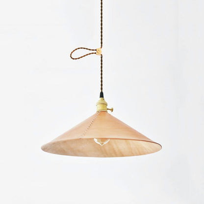 Baxter Leather Cone Shade Brass Fitting Pendant Light